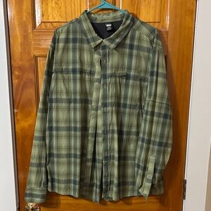 REI Olive Plaid Shirt